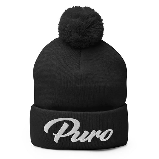 Puro Classic Black Pom-Pom Beanie